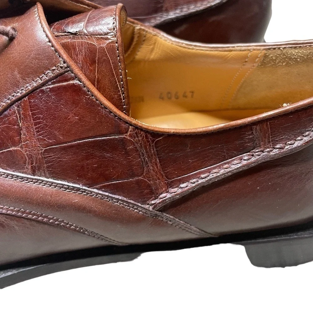 Mezlan Men Genuine Alligator Dress Shoes Piedmont style Brown 10.5 M‎
